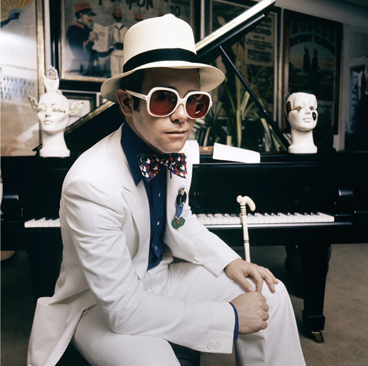 Terry O'Neill - Elton John Singing at Dodger Stadium For Sale at
